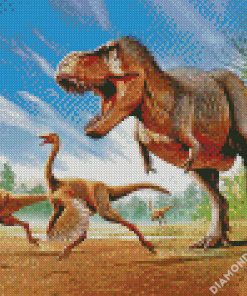 Tyrannosaurus Rex Struthiomimus dinosaurs diamond painting