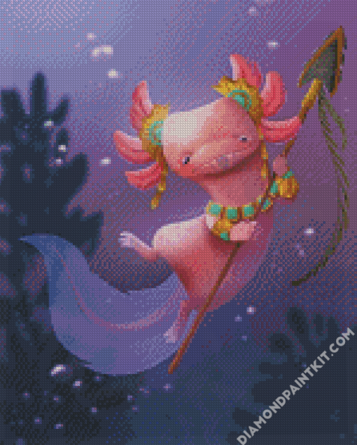 Axolotl Warrior diamond painting