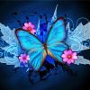 Blue Butterfly And Flowers diamond painting