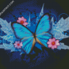 Blue Butterfly And Flowers diamond painting