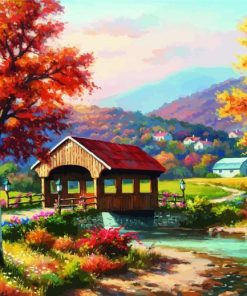 Fall Covered Bridge diamond painting