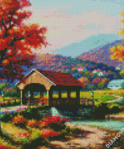 Fall Covered Bridge diamond painting