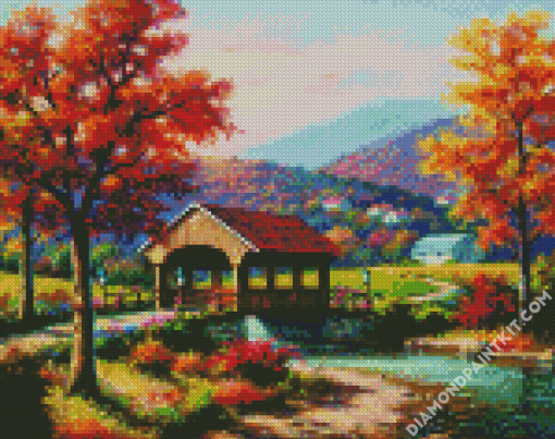 Fall Covered Bridge diamond painting