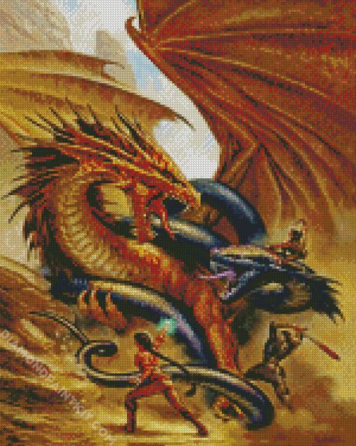 Fantasy Entwined Dragons diamond painting