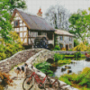 Forest Watermill diamond painting