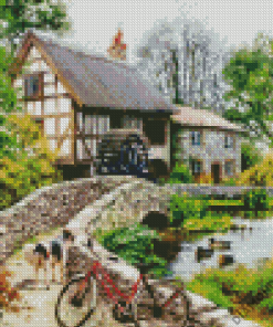 Forest Watermill diamond painting