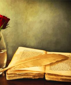 Glass Rose And Vintage Book diamond painting