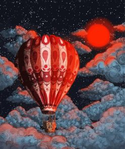 Hot Airballoon Over Clouds diamond painting