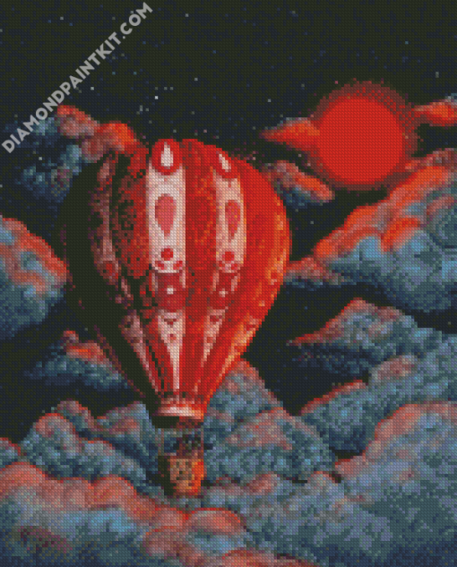 Hot Airballoon Over Clouds diamond painting