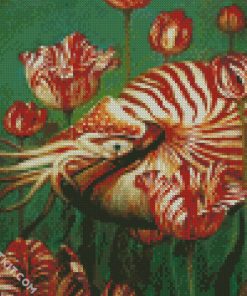 Nautilus And Flowers diamond painting