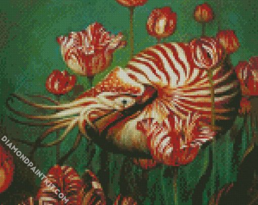 Nautilus And Flowers diamond painting