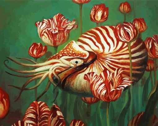 Nautilus And Flowers diamond painting