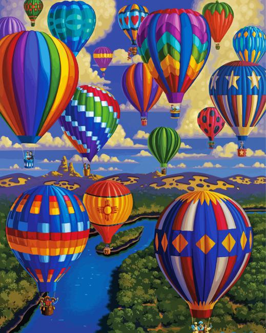 Rainbow Hot Airballoons diamond painting