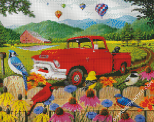 Red Truck diamond painting