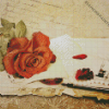 Rose On Letters diamond painting