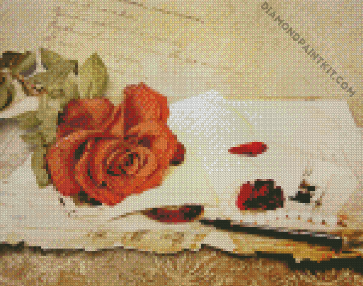 Rose On Letters diamond painting