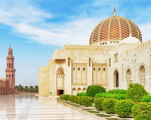 Sultan Qaboos Grand Mosque Muscat diamond painting