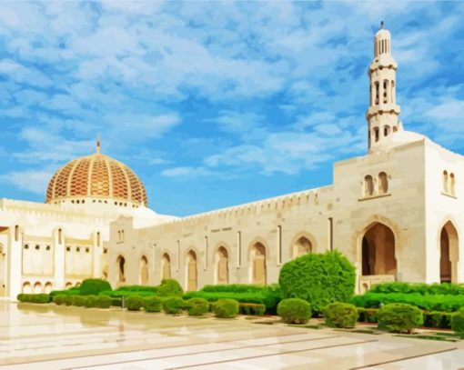 Sultan Qaboos Grand Mosque Muscat diamond painting