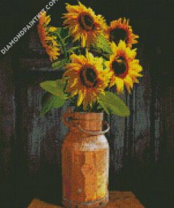 Sunflowers In Copper Milk Can diamond painting