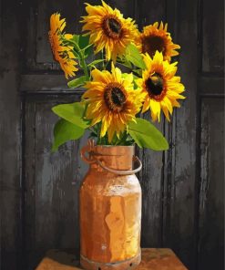 Sunflowers In Copper Milk Can diamond painting