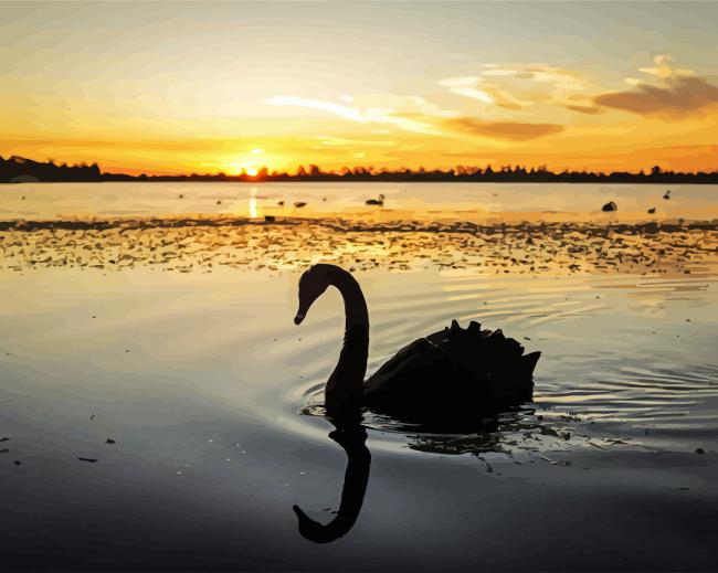 Swan Bird Silhouette diamond painting