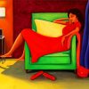 Woman Relaxing On Sofa diamond painting