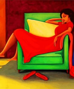 Woman Relaxing On Sofa diamond painting