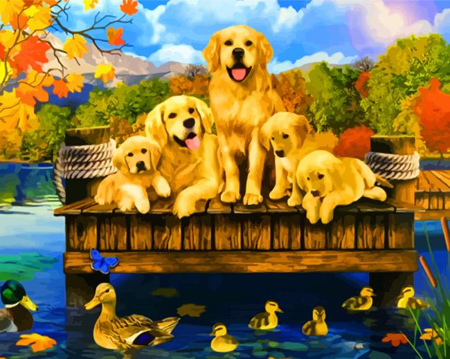 Adorable Dogs And Ducks diamond painting