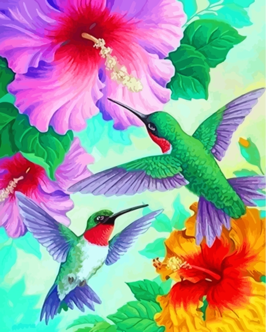 Aesthetic Green Humming Bird diamond painting