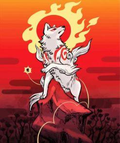 Aesthetic Okami Dog diamond painting