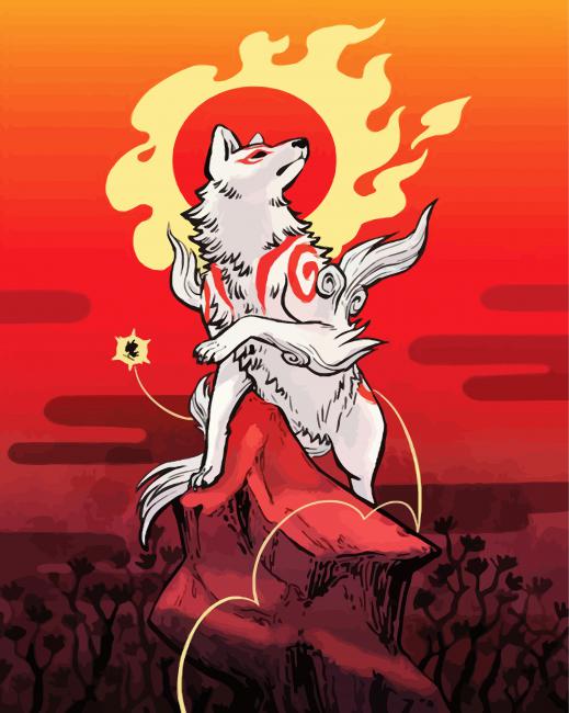 Aesthetic Okami Dog diamond painting