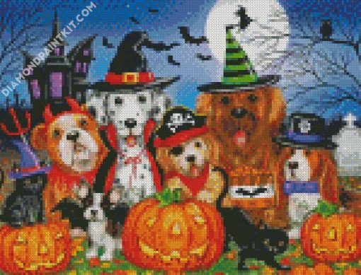 Cute Halloween Puppies diamond painting