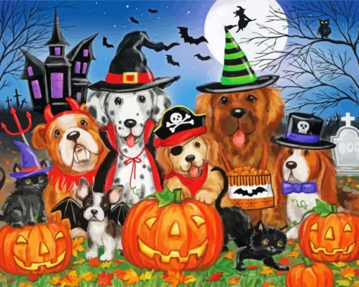 Cute Halloween Puppies diamond painting