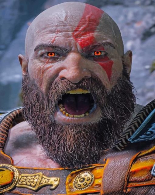 God Of War 3 Kratos With Beard diamond painting