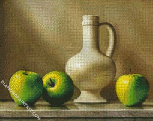 Green Apples And Blue Jug diamond painting