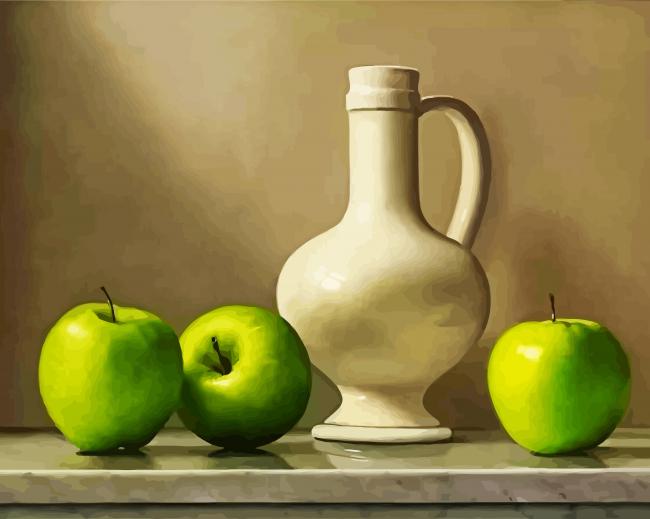 Green Apples And Blue Jug diamond painting