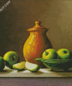 Green Apples And Jugs Still Life diamond painting