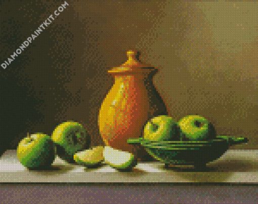 Green Apples And Jugs Still Life diamond painting