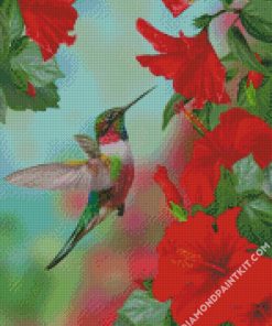 Hummingbird And Flowers diamond painting