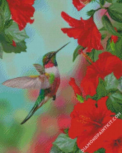 Hummingbird And Flowers diamond painting