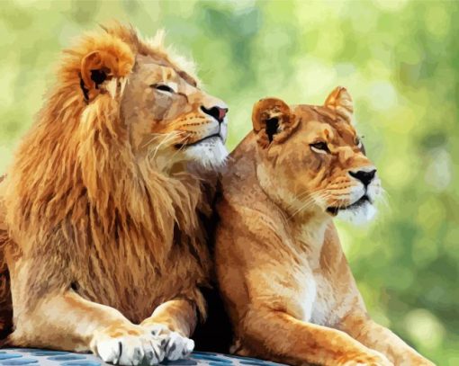 Lion And Lioness diamond painting