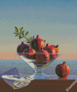 Pomegranates In Glass Bowl diamond painting