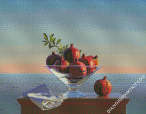 Pomegranates In Glass Bowl diamond painting