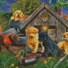 Puppies And Duck diamond painting