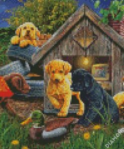 Puppies And Duck diamond painting