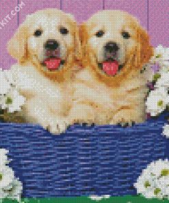 Puppies In Basket diamond painting