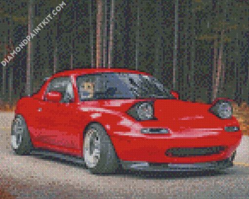 Red Miata Car diamond painting