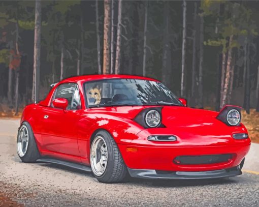 Red Miata Car diamond painting