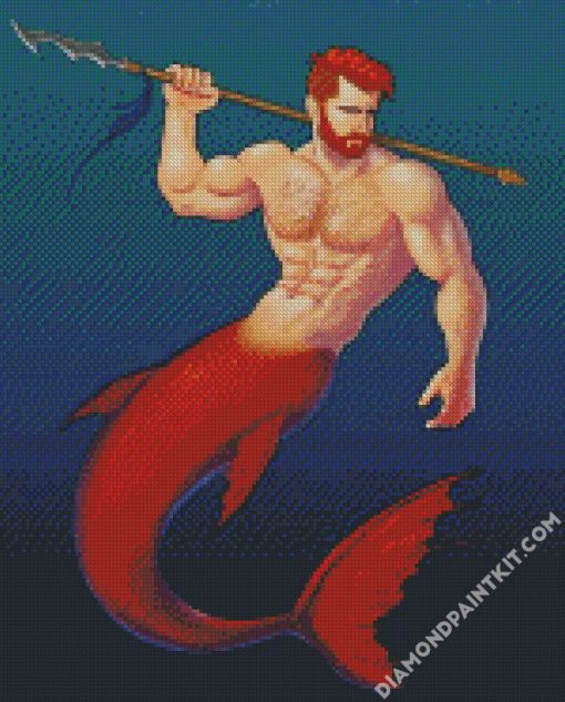 Redhead Merman diamond painting