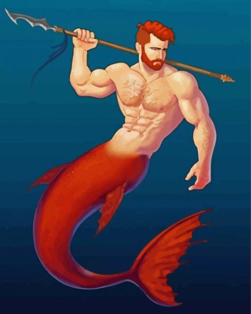 Redhead Merman diamond painting